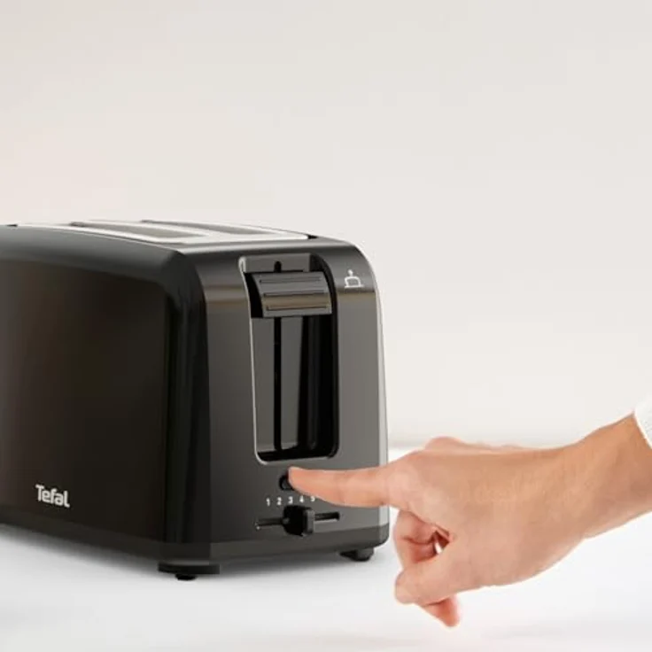 Tefal TT1A28 Vita 2-Schlitz-Toaster, 7 Bräunungsstufen, Stopptaste, Krümelschublade, Brötchenaufsatz, Kunststoff, schwarz – Bild 7