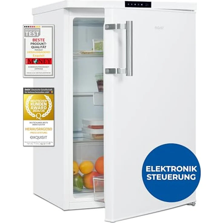 Exquisit Vollraumkühlschrank KS516-V-HE-011D weiss | 134 L Nutzinhalt, Schnellkühlen & Alarmfunktion, Ohne Gefrierfach – Bild 1