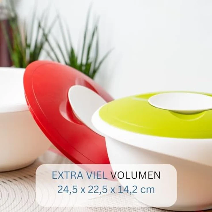 Westmark Rühr--Backschüssel mit Spritzschutz, Deckel und Ausgießer, Kunststoff, Füllvolumen: 3,5 Liter, Weiß-Apfelgrün, 3155227A – Bild 7