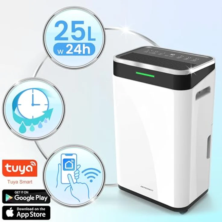 Berdsen BD-533, Kompressor-Luftentfeuchter mit Hygrostat, 25 l/24 h, WLAN-Steuerung, weiß – Bild 3