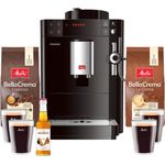 Melitta Passione Kaffeevollautomat F530-102 Schwarz inkl. 2x 1kg Bohnen Karamellsirup und 4 Gläser - LED Display, One Touch Funktion, Aromasafe-Abdichtung