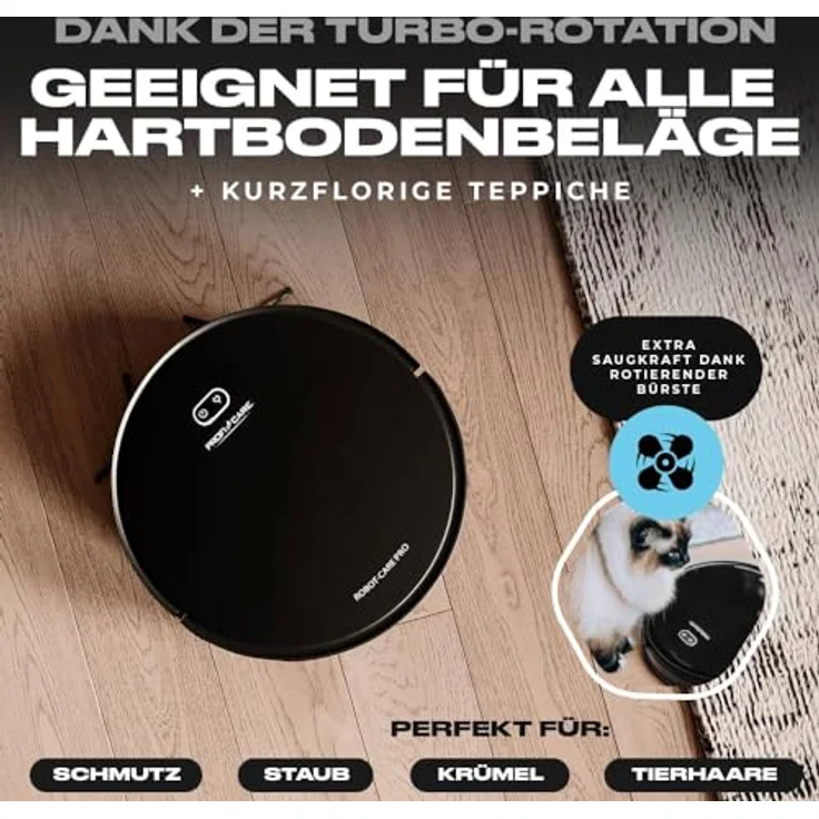ProfiCare Saugroboter mit Wischfunktion | reinigt selbstständig alle Räume | Staubsauger Roboter mit App-Steuerung für Hartboden & Teppiche | Wischroboter für 2in1 Wischen & Staubsaugen | PC-BSR 3108 – Bild 3
