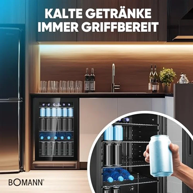 BOMANN Getränkekühlschrank KSG 7290, Glastürkühlschrank - Platz für 178 Dosen, 84.7 cm hoch, 54 cm breit – Bild 6