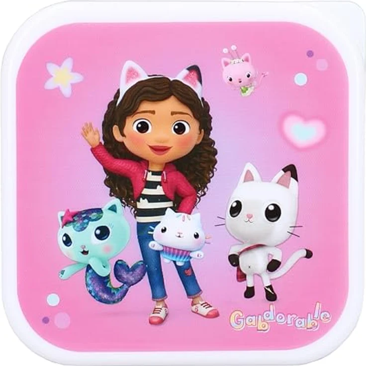 Gabby's Dollhouse 3-in-1 Lunchbox, Brotdose für Kinder mit 3 separaten Fächern, auslaufsicher und leicht zu reinigen, 12 cm x 12 cm x 6 cm – Bild 6