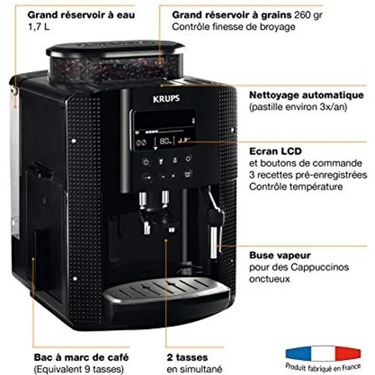 Krups YY8135FD Espressomaschine, vollautomatisch, kompakt, mit Display, Schwarz – Bild 2