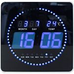 Unilux FLO LED Wanduhr, mit Datum und Temperatur, 28 x 28 cm