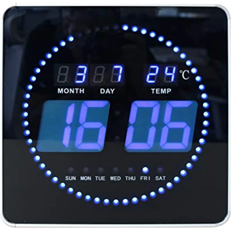 Unilux FLO LED Wanduhr, mit Datum und Temperatur, 28 x 28 cm – Bild 1