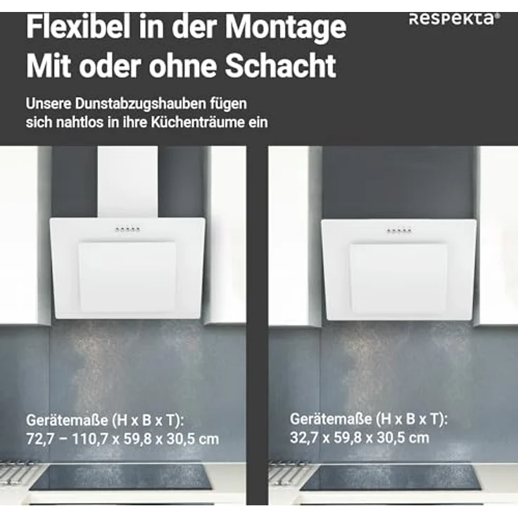 Respekta CH21060WBZ Kopffreihaube, Wandmontage, weiß – Bild 8