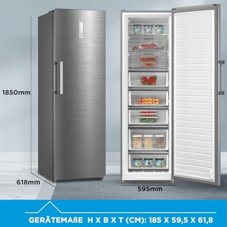 Midea MDRU385MTE46 Gefrierschrank/Kühlschrank 273L NoFrost Flexible Kühl- und Gefrierfunktion Superkühl 185 cm hoch Inox – Bild 4