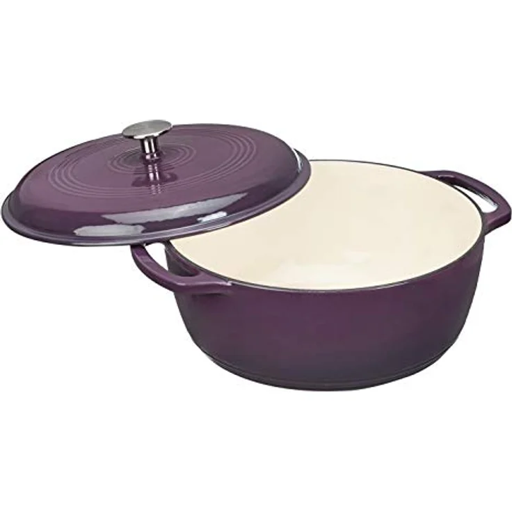 Amazon Basics - Schmortopf aus Rund emailliertem Gusseisen, 5.67 l, Violett – Bild 2
