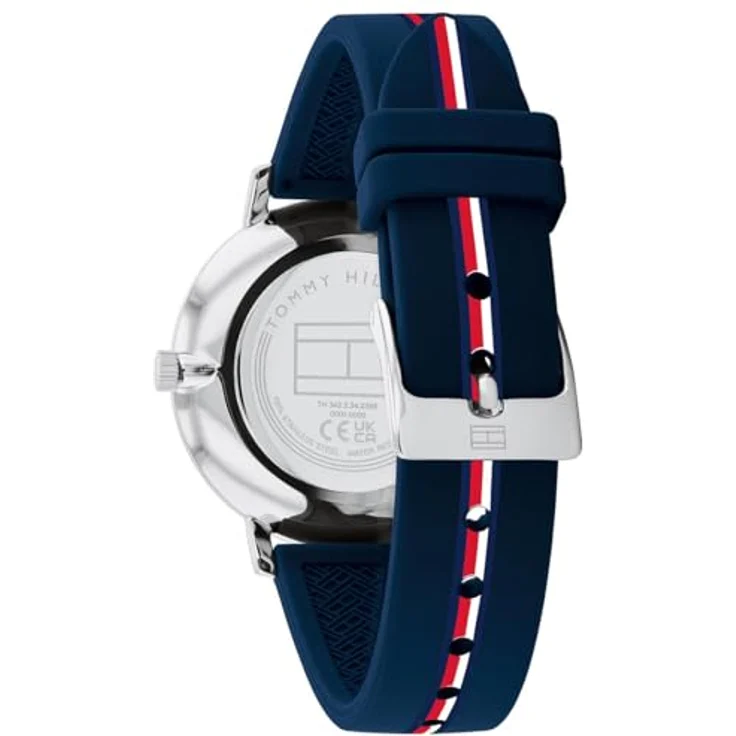 Tommy Hilfiger Zwei-Zeiger-Quarzwerk-Uhr für Damen, 34mm Edelstahlgehäuse, Blaues Zifferblatt mit Kristallindizes, Blaues Silikonarmband, 3 ATM wasserdicht - 1782736 – Bild 3