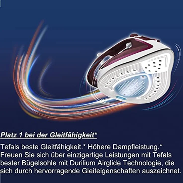 Tefal Easygliss Plus Bügeleisen Dampfbügeleisen mit starken 190g Dampfstoß, Testsieger 2019 - beste Bügelsohle, Durilium AirGlide Sohle mit drei Dampfzonen, 2400 W, Selbstreinigungsfunktion, Antikalk – Bild 3