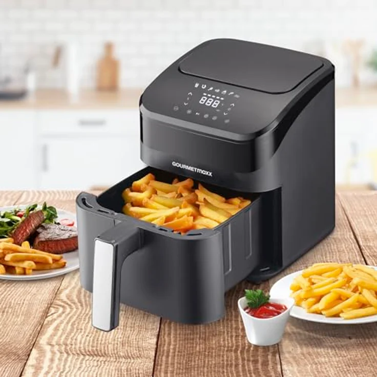 GOURMETmaxx Digitale Heißluftfritteuse | 4L Airfryer mit Timer & Touchscreen | Energiesparend frittieren, nahezu ohne Öl | Minibackofen - 1400 W – Bild 2