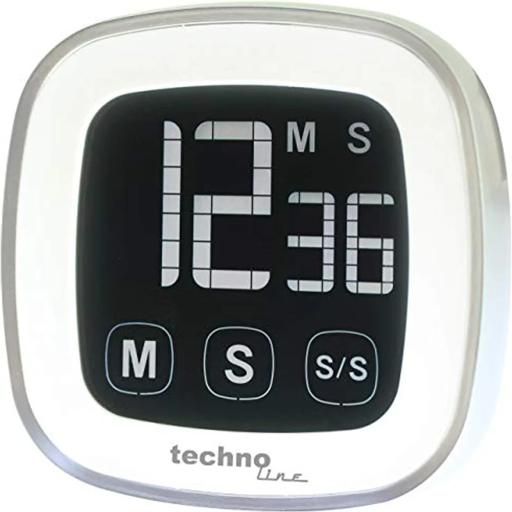 Technoline KT 400, digitaler Kurzzeitwecker mit Touchscreen, weiß-silber, bis 99min 59s, mit Magnethalterung und beleuchtetem Negativdisplay – Bild 2