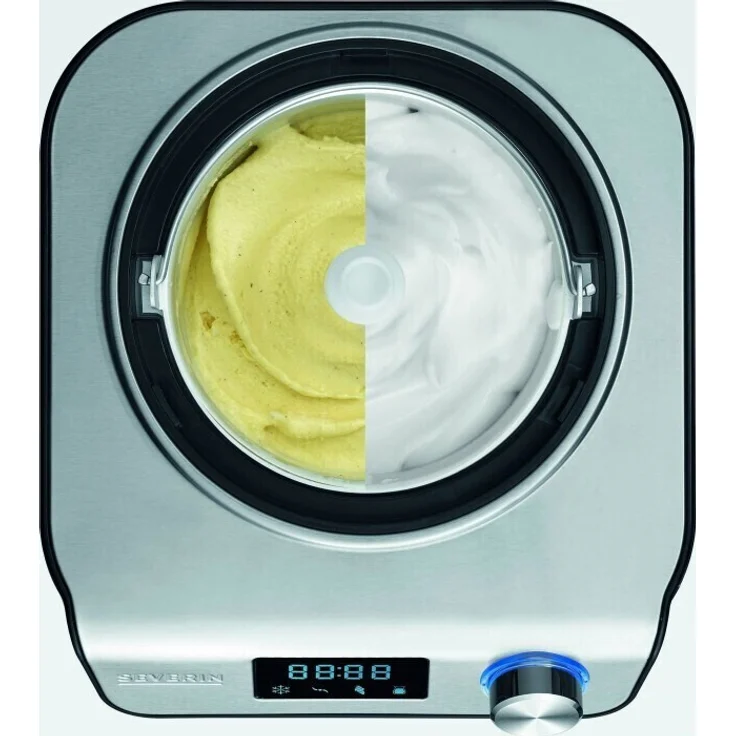 Severin EZ 7407 Kompakt-Eismaschine mit Kompressor, 1.2l Fassungsvermögen, hochwertiges Gehäuse Applikation, Innovative Joghurt-Funktion, 1,2L, silber, schwarz – Bild 8