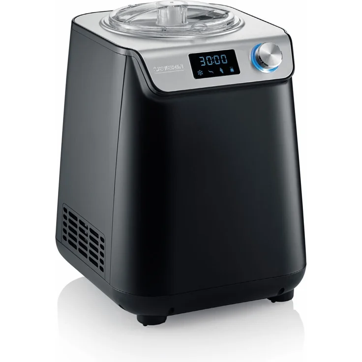 Severin EZ 7407 Kompakt-Eismaschine mit Kompressor, 1.2l Fassungsvermögen, hochwertiges Gehäuse Applikation, Innovative Joghurt-Funktion, 1,2L, silber, schwarz – Bild 6