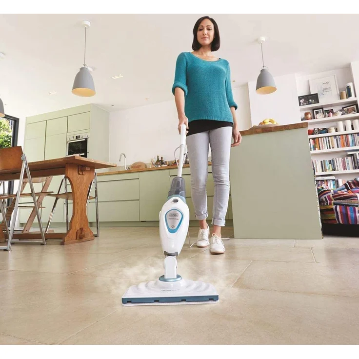 Black + Decker FSM1605 Steam Mop Basic, 1300W Dampfbesen, inklusive 1 Pad, abnehmbarer Wassertank mit Filter, weiß-türkis – Bild 5