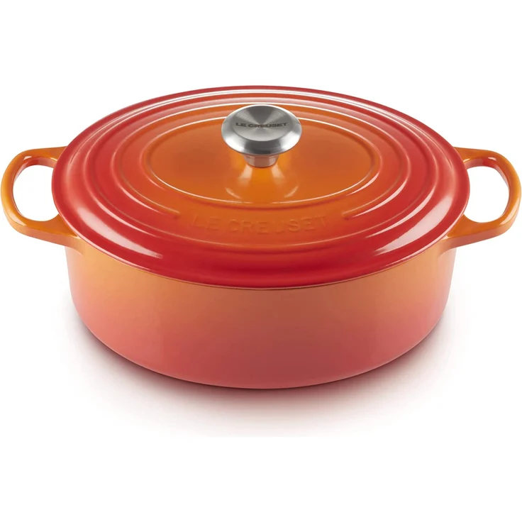 Le Creuset Signature Gusseisen-Bräter mit Deckel, Durchmesser 31 cm, Oval, Für alle Herdarten und Induktion geeignet, Volumen: 6,3 l, Ofenrot – Bild 1