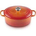 Le Creuset Signature Gusseisen-Bräter mit Deckel, Durchmesser 31 cm, Oval, Für alle Herdarten und Induktion geeignet, Volumen: 6,3 l, Ofenrot