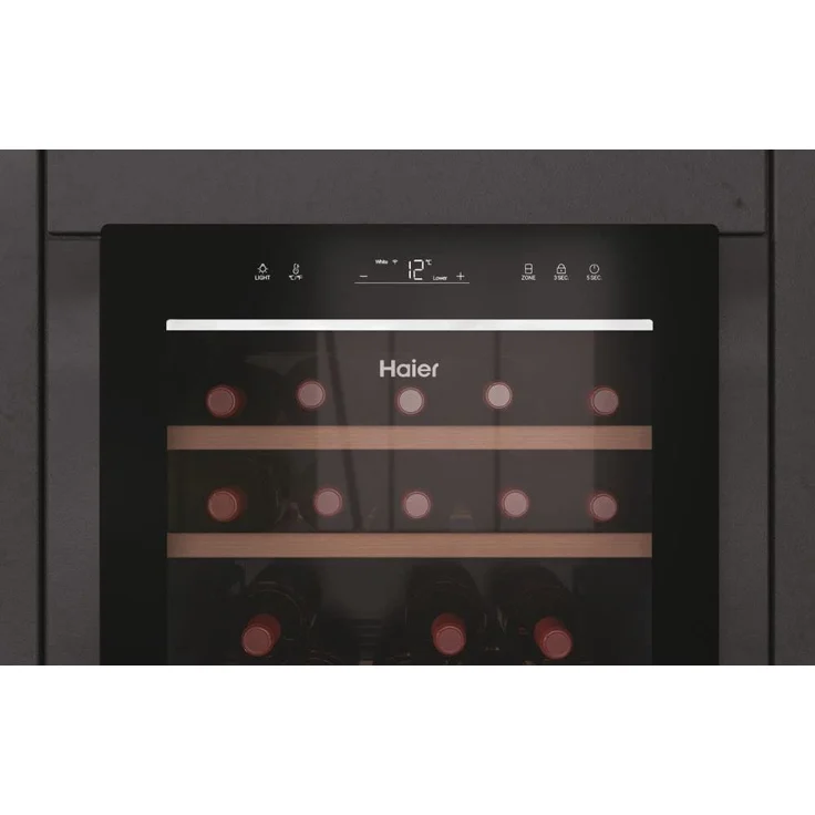 Haier HWS77GDAU1 Weinkühlschrank, freistehend, schwarz, 77 Flaschen, 2 Temperaturzonen, Breite 49.7 cm, Energieklasse G – Bild 5