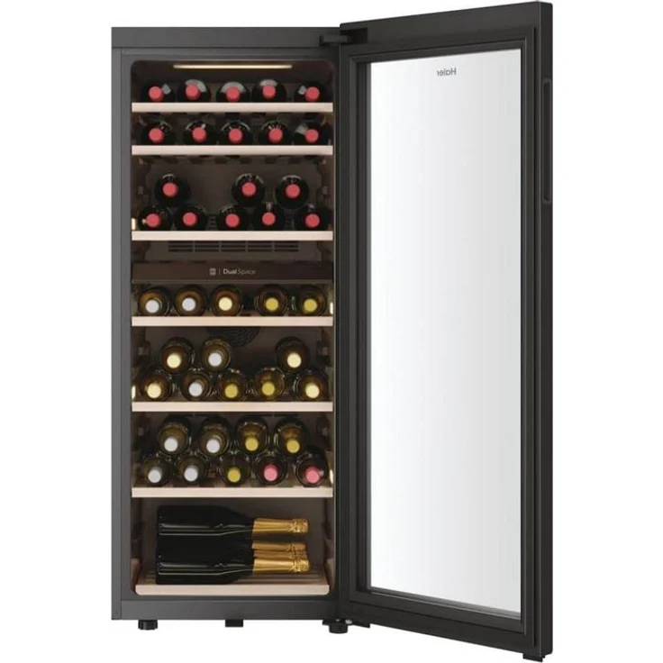 Haier HWS77GDAU1 Weinkühlschrank, freistehend, schwarz, 77 Flaschen, 2 Temperaturzonen, Breite 49.7 cm, Energieklasse G – Bild 2