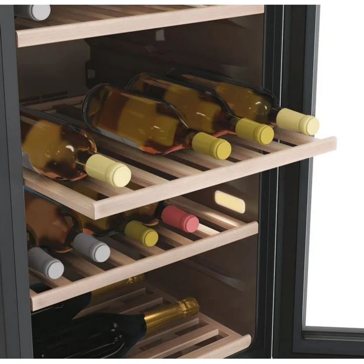 Haier HWS77GDAU1 Weinkühlschrank, freistehend, schwarz, 77 Flaschen, 2 Temperaturzonen, Breite 49.7 cm, Energieklasse G – Bild 6