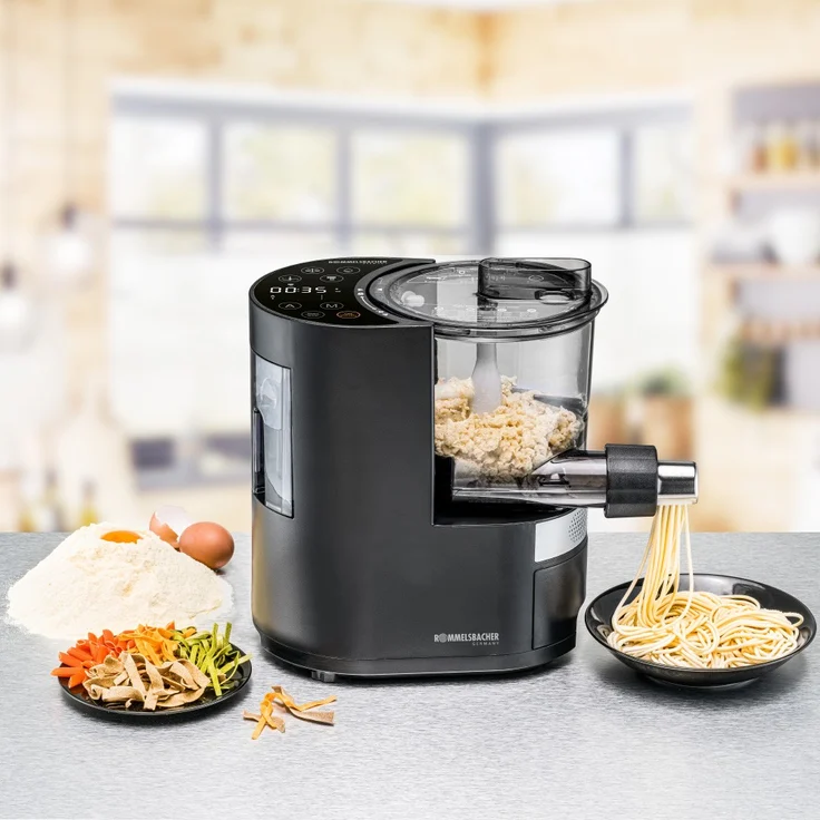 Rommelsbacher PM 220 Pastarella elektrische Nudelmaschine, 7 Matrizen, 220 Watt, schwarz-silber – Bild 6