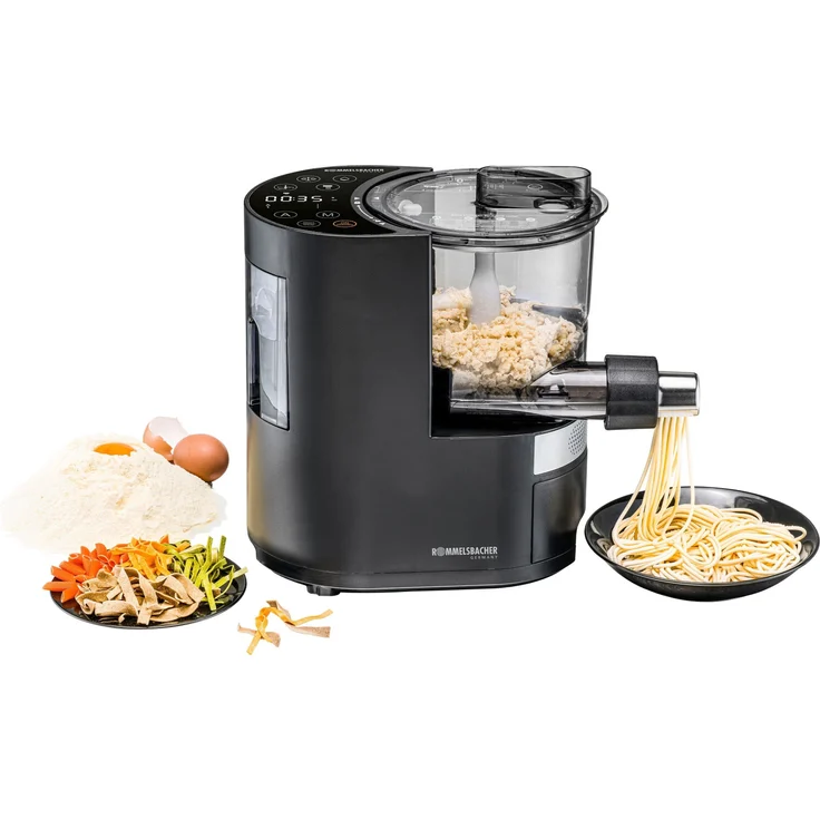 Rommelsbacher PM 220 Pastarella elektrische Nudelmaschine, 7 Matrizen, 220 Watt, schwarz-silber – Bild 1