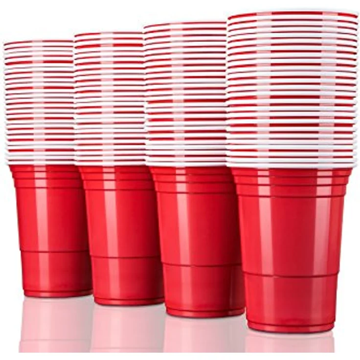Rote Partybecher Trinkbecher Einwegbecher Plastikbecher Party Beer Pong Cups 100 Stück – Bild 4
