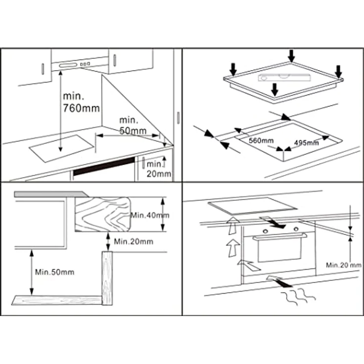 Acopino Glaskeramik Kochfeld autark 60cm Einbaukochfeld KM4-2 mit Sensor Touch Control und Bräterzone und Zweikreis-Zone – Bild 7