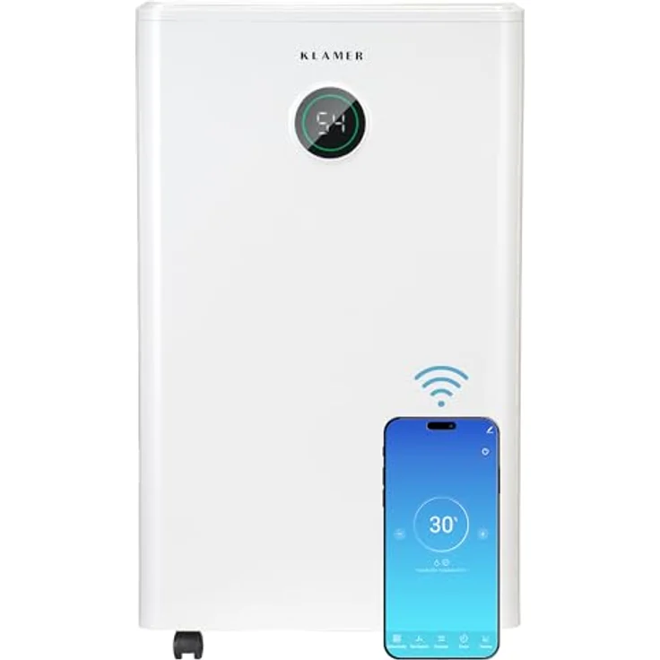 KLAMER Luftentfeuchter elektrisch 25L, 180m³ Luftumwälzung pro Stunde, 440W, App-Steuerung, kompakt und mobil – Bild 1