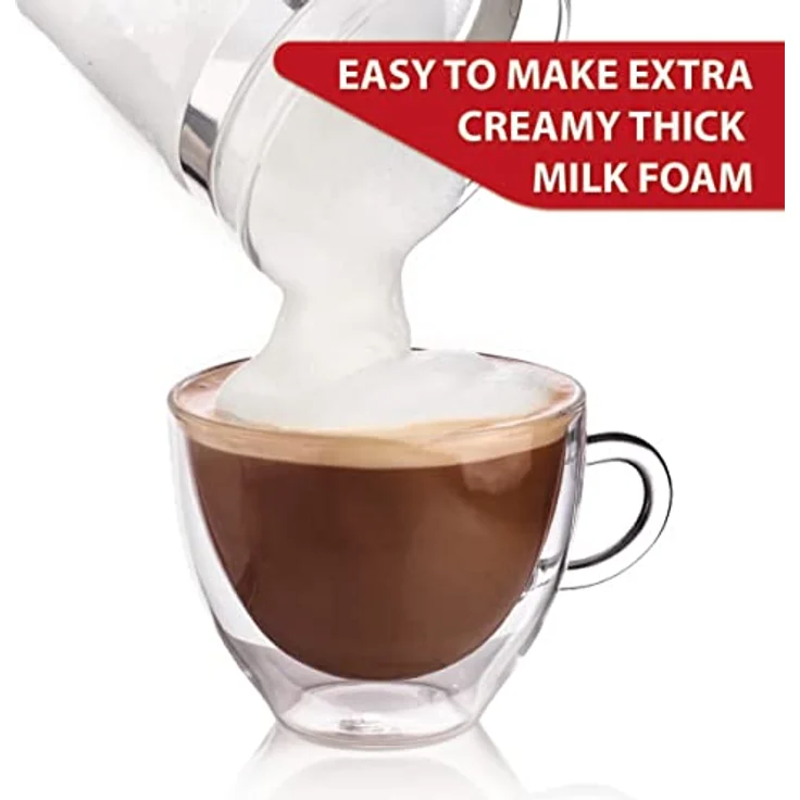 Salco Induktions- Glas-Milchaufschäumer SMI-600, für kalt und warm, weiß, perfekter Milchschaum – Bild 2