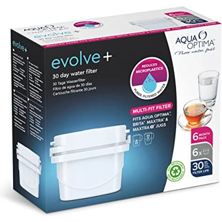 Aqua Optima Evolve+ 30 Tage Wasserfilterkartusche, Weiß, 6 Pack (up to 6 Months Supply) – Bild 2