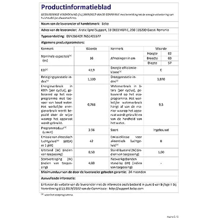 Beko DSN28640, Geschirrspüler, C, Geräuschemissionsklasse B, Geräuschemissionen 42 Dezibel – Bild 11