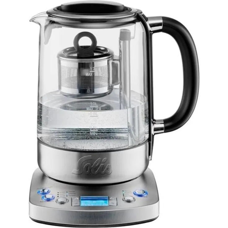 Solis Tea Kettle Automatic (Type 5518) Tee- und Wasserkocher mit integr. Teesieb, Silber
