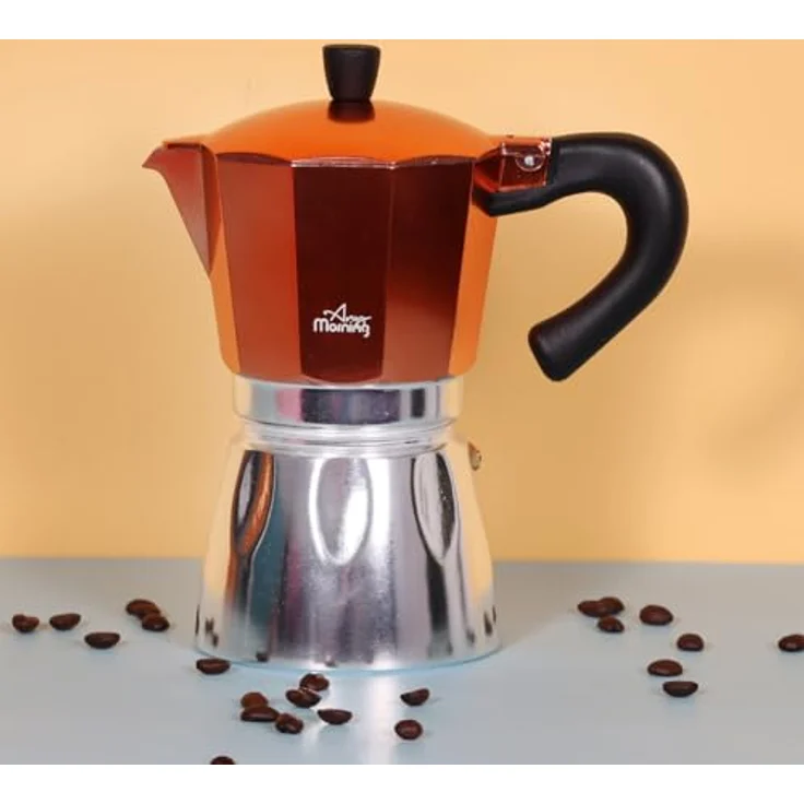 ANY MORNING Mokkamaschine Any Morning Herdkanne Espresso Aluminium Moka Kanne, 240 ml, Schwarz – Bild 4