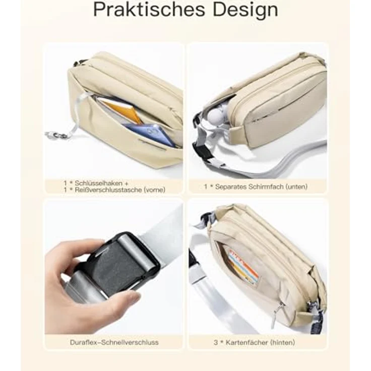 Inateck Sling Bag X, Wasserdicht Bauchtasche Herren Damen, Kompakt Chest Bag für Alltag Reise Wandern, Schwarz – Bild 5