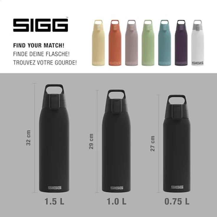 SIGG Shield Therm One, Isolierte Trinkflasche für kohlensäurehaltige Getränke, Auslaufsicher, Spülmaschinenfest, BPA-frei, 90% recycelter Edelstahl, Schwarz, 1L – Bild 5