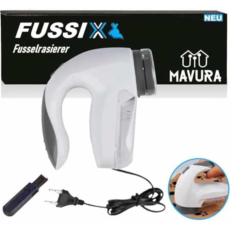 MAVURA FUSSIX Elektrische Fusselfräse Kleiderrasierer Wollrasierer mit leistungsstarkem 5-Watt-Motor, schonendem wabenförmigen Kleidungsschutzgitter und verbesserter Klingentechnologie – Bild 1
