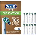 Oral-B Pro CrossAction Aufsteckbürsten für elektrische Zahnbürste, 10 Stück, überlegene Zahnreinigung, X-Borsten, Original Oral-B Zahnbürstenaufsatz, briefkastenfähige Verpackung, Made in Germany