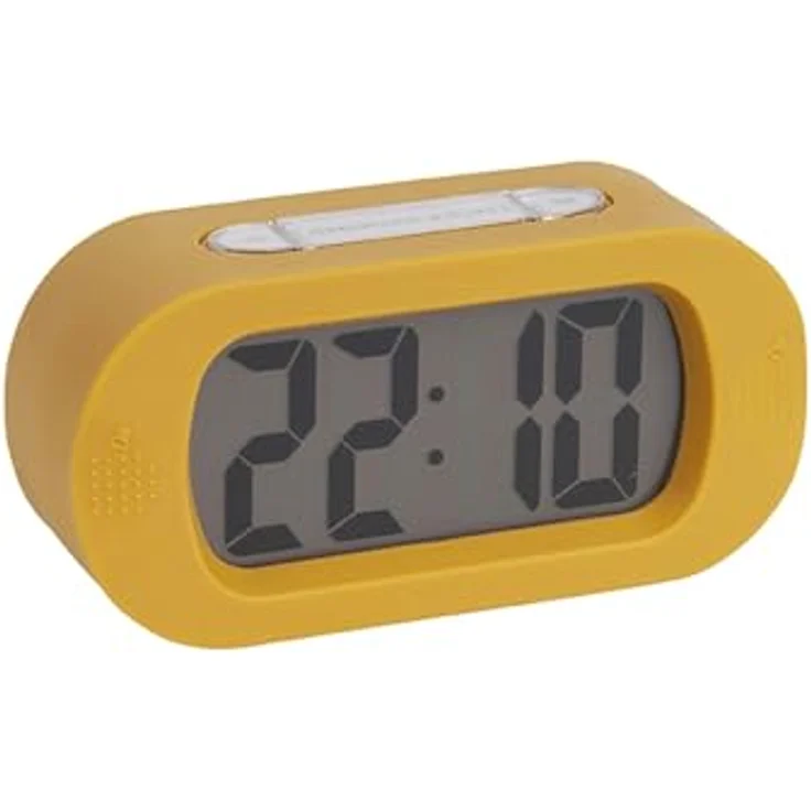 Karlsson Wecker Gummy, Rechteckiger Silikonwecker in Ockergelb mit digitaler Anzeige, 14x7x5cm für Schlafzimmer und Büro – Bild 3