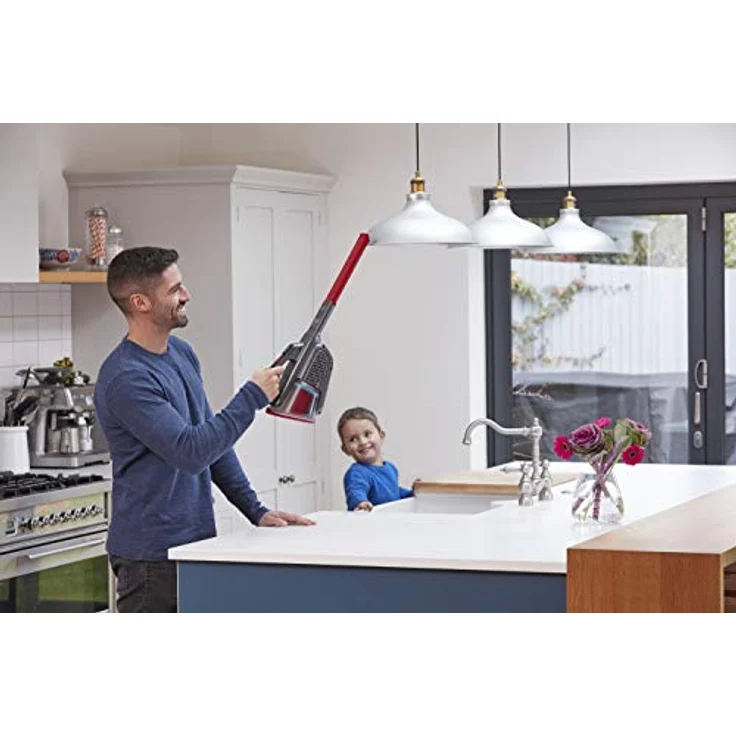 Black+Decker Lithium Dustbuster BHHV315B mit Cyclonic Action – 12V Akku Handstaubsauger mit ausziehbarer Fugendüse & Ladestation – Beutelloser, kabelloser Staubsauger – Lange Saugdüse – Titanium-Rot – Bild 4