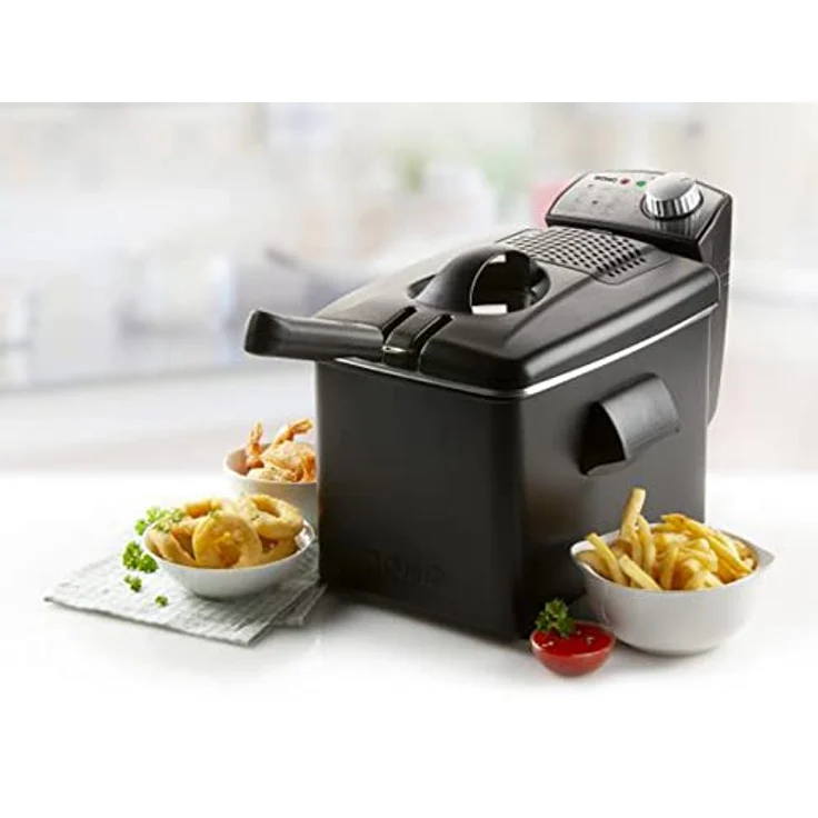 Domo DO1014FR Fritteuse, mit Öl, 3200 Watt, 4,5 Liter, Thermostat, bis 190 °C, schwarz – Bild 4