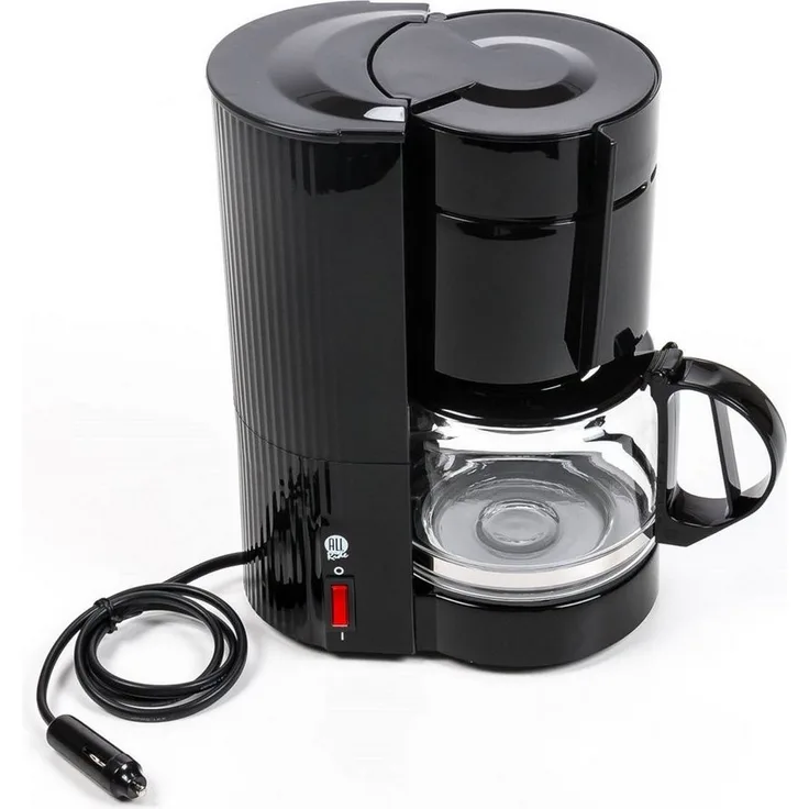 All Ride Filterkaffeemaschine Kaffeemaschine 24 Volt, LKW 24 Volt Zigarettenanzünder-Anschluß, 10-12 Tassen, 300 Watt, Min.-Max. Wasseranzeige