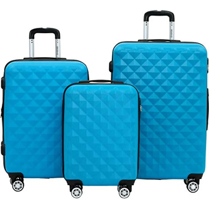 BEIBYE Trolley Koffer Kofferset Hartschale mit 4 Zwillingsrollen, M (55x34x22cm) Handgepäck, türkis, integriertes Sicherheits-Zahlenschloss, Höhenverstellbarer Teleskopgriff – Bild 1