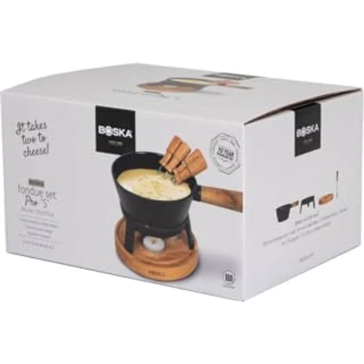 Boska Fondue-Set Pro S, Käsefondue, Fondue, Edelstahl, Gusseisen, Eichenholz, Anthrazit, 700 ml, 853547 – Bild 8