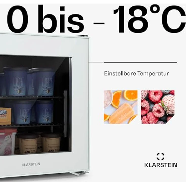 Klarstein Mini-Gefrierschrank Klein 36 L Mit Glasfront, 5-Stufen-Thermostat - Schwarzer Kompakter Tiefkühlschrank Für Büro, Wohnung, Studentenwohnheim – Bild 5