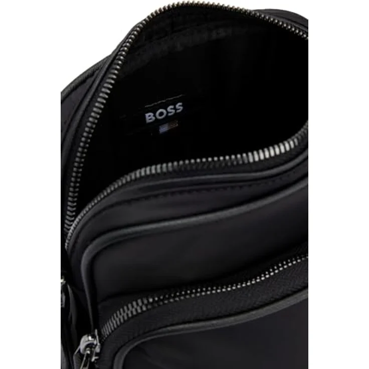 Hugo Boss B Icon NS Umhängetasche, 20.5 cm, schwarzes Recycled PET, verstellbarer Schultergurt mit Tragepolster, sicheres Reißverschlussfach – Bild 4