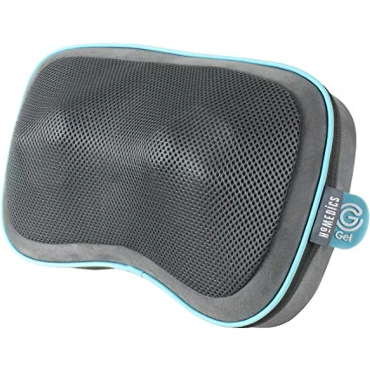 HoMedics Gel Shiatsu Wärme-Reisekissen, Massagekissen für Beine, Lendenwirbelsäule, Schultern und Nacken, wiederaufladbar, Reisegröße mit integrierten Bedienelementen, inklusive Reisetasche, grau – Bild 2