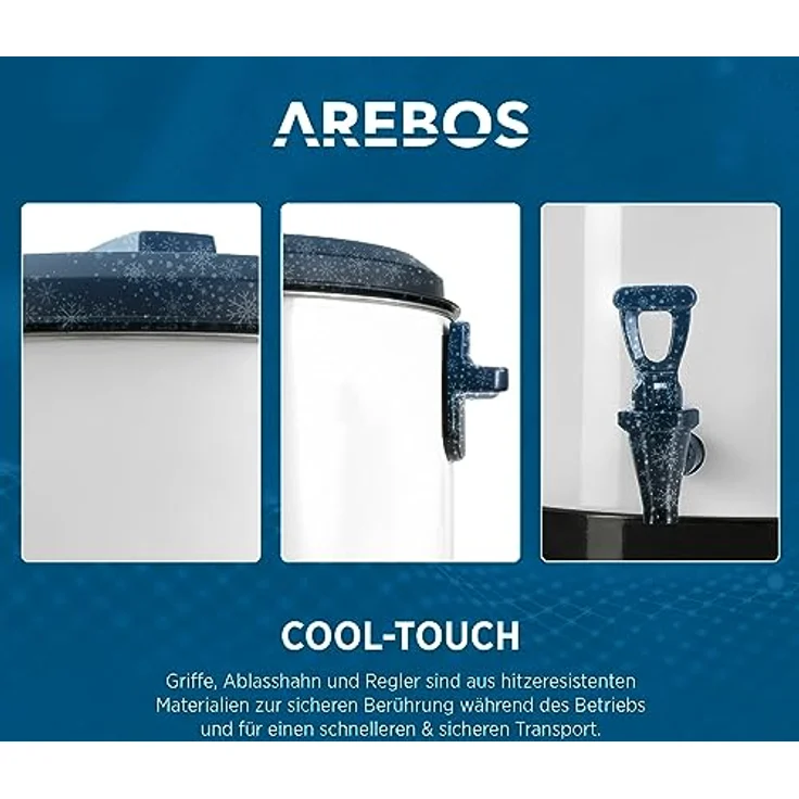 Arebos Einkochautomat 1800 W, Einkochtopf 28 L mit Timer, Thermostat, Überhitzungsschutz, stufenlose Temperatureinstellung 30-110 °C, Zeitschaltuhr 20-120 min, Glühweinkocher und Heißgetränkeautomat – Bild 4